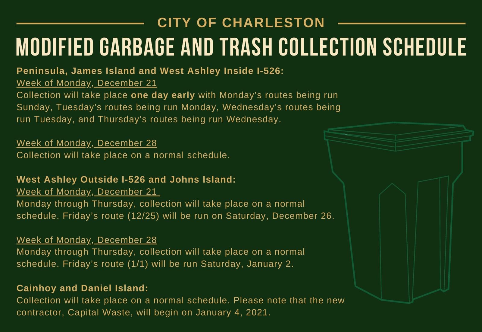 Holiday Charleston Government Schedule